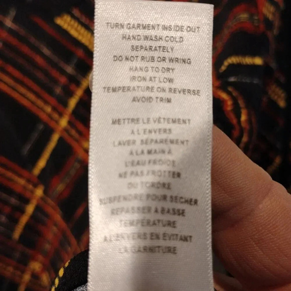 Cleo Petites Women's  Black & Gold Plaid Blouse Long Cut Out Sleeves Size Large - Picture 9 of 11